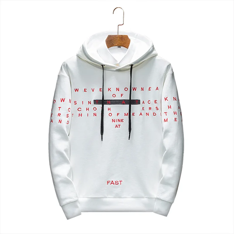 

Print Letter Men's Hoodies Sweatshirts Spring Autumn Casual Tops Pullover Korean High Street Hip Hop Hooded Sweatshirt For Men