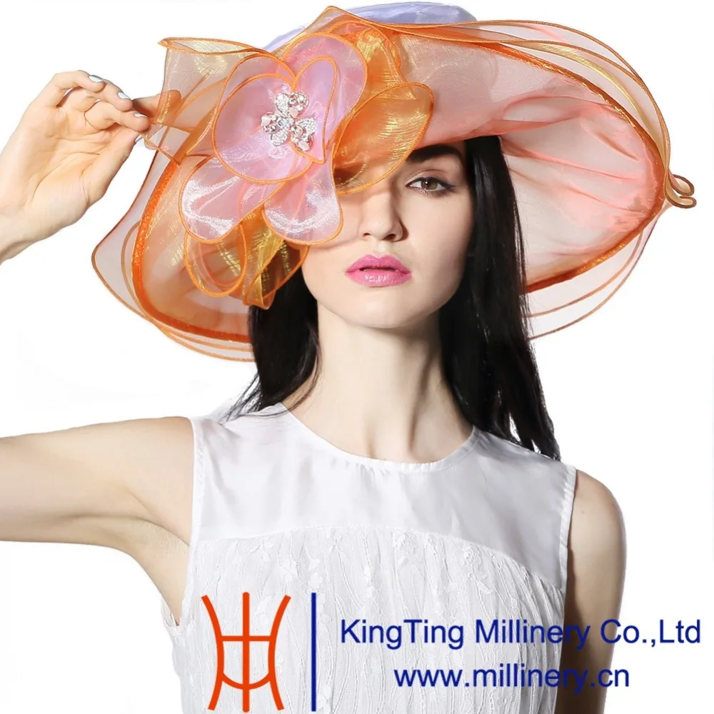 June'syoung 2015 новые летние модные органза hats100 % широкими полями Лето Защита от