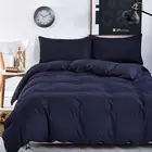 Комплект постельного белья темно-фиолетовый простой цвет Голубое озеро полосатая простыня пододеяльник наволочка мягкая King Queen Full Twin