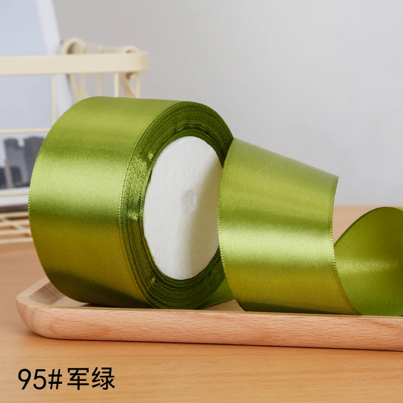 6-10-15-20-25-40-50 мм шелковые атласные ленты DIY Искусственные розы цветы Свадьба День Рождения Вечеринка Конфеты Подарочная коробка упаковочные ленты - Цвет: Amy Green