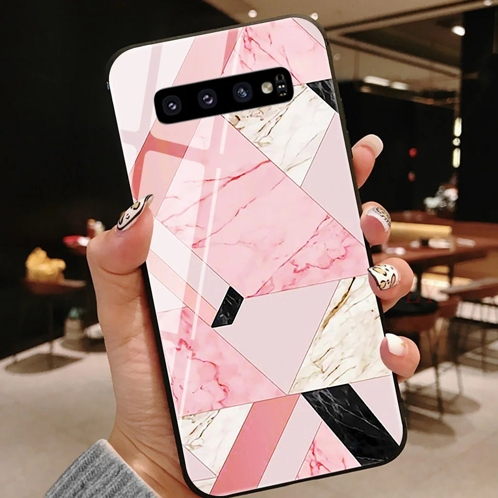 Роскошный Мраморный стеклянный чехол для телефона Samsung Galaxy S6 S7 Edge S8 Plus S9plus S10plus