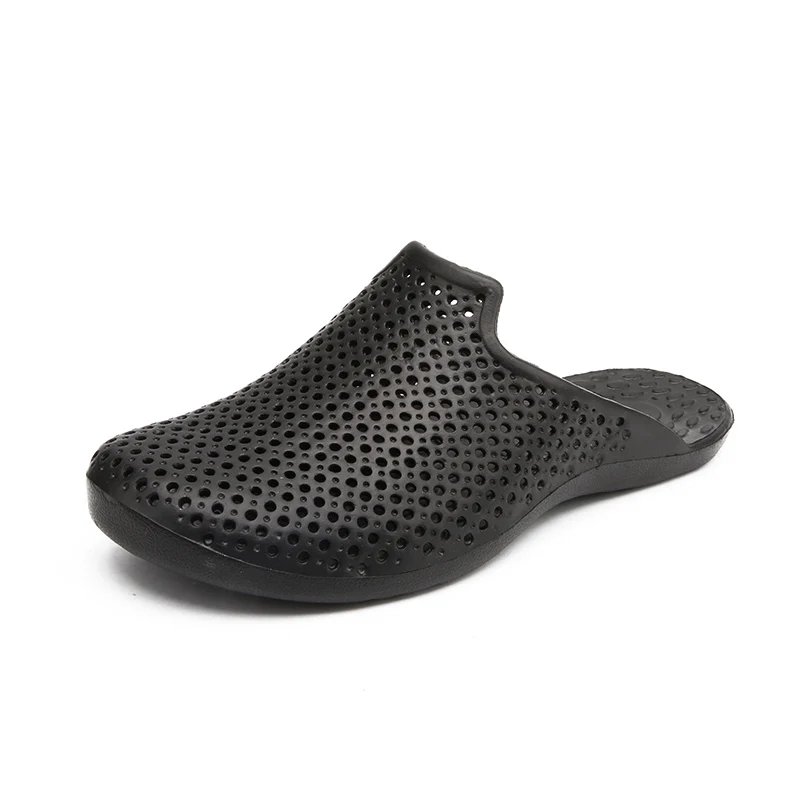 black shoes men KOZLOV/модные мужские сандалии; летние мужские шлепанцы; Водонепроницаемая пляжная обувь; Повседневные Дышащие домашние тапочки; мужские Вьетнамки; большие размеры; Tenis - Цвет: black shoes men