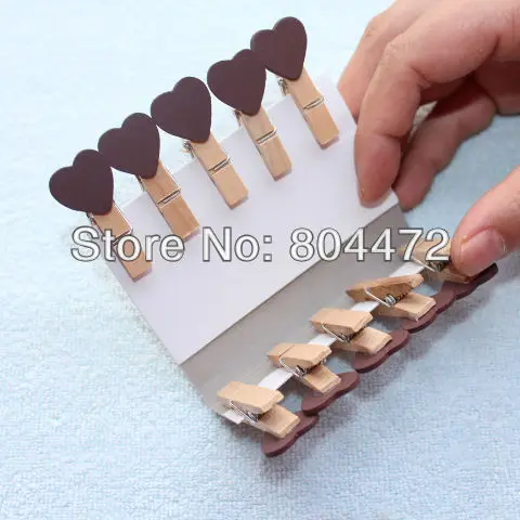 

600pcs Valentine Love Heart Wooden Pegs Paperclips for Home Wedding Decor|Gift wrapping Packaging | Craft projects Brown Wood