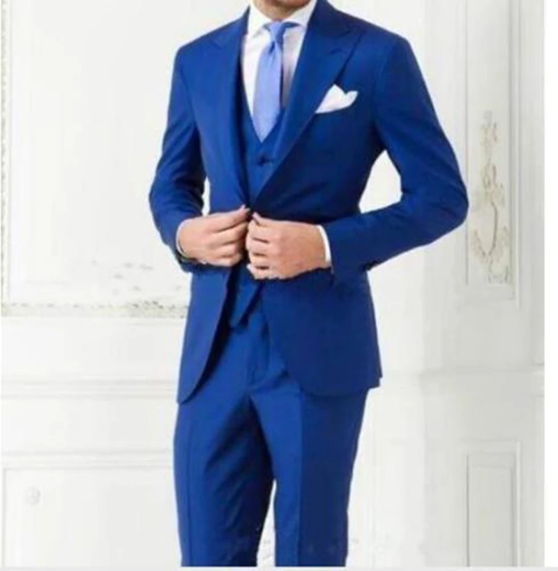 

New Wedding Groom Tuxedos Royal Blue Best Man Groomsmen Suit Business Men Tuxedo C133