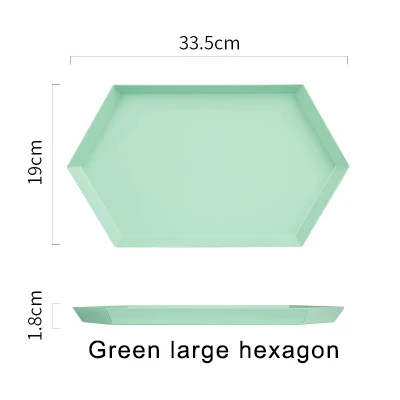 green large hexagon Скандинавские пластины из нержавеющей стали Геометрическая серия ромбовидный комбо лоток креативный металлический блюдо для завтрака - Цвет: green large hexagon