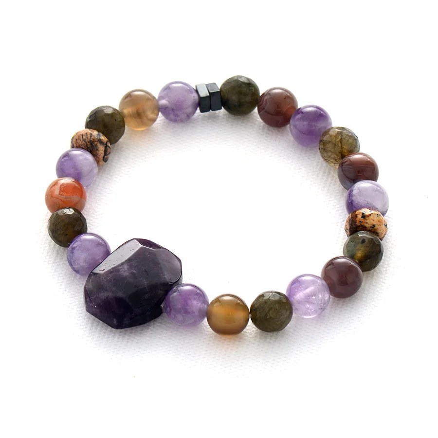 Высококачественные женские браслеты натуральные камни аметисты очаровательный