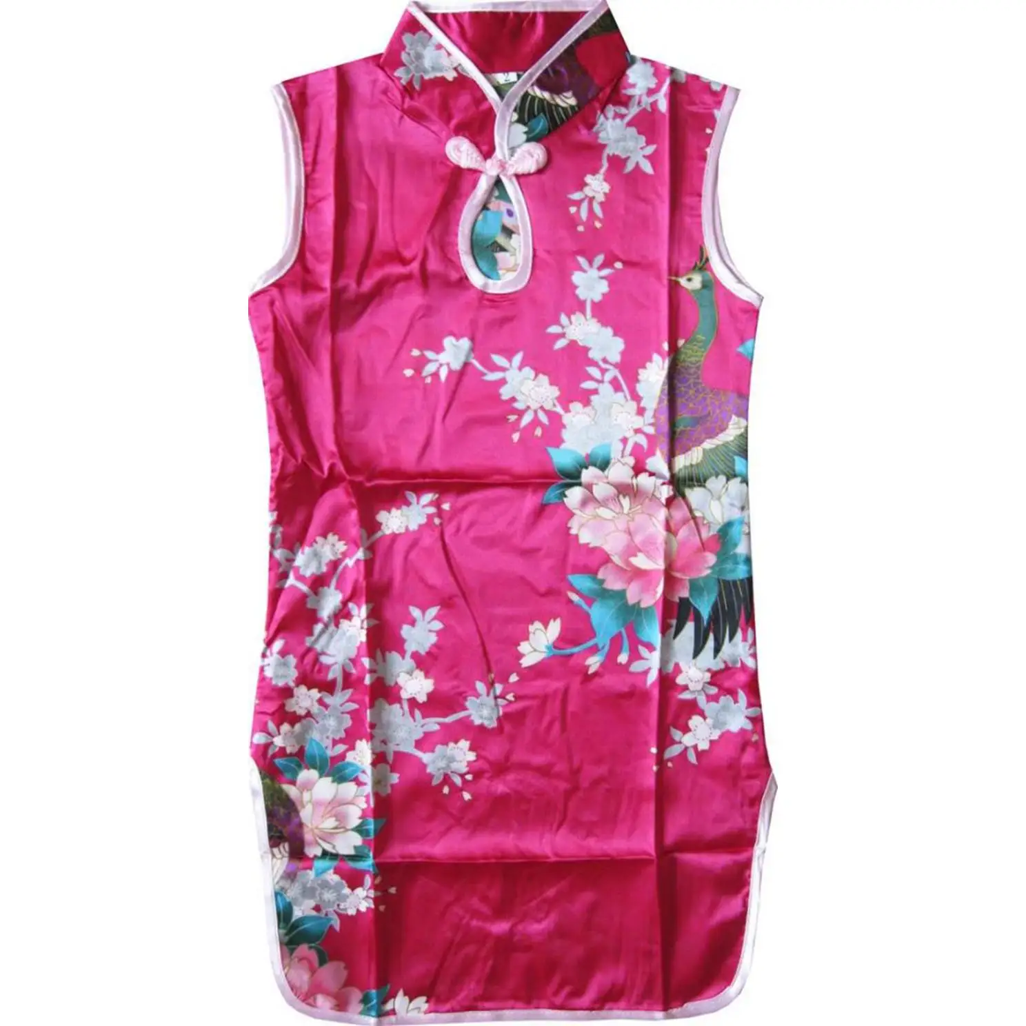 Sunny Fashion платья для девочек платье Павлин Искусственный Шелк Cheongsam Китайский Дети