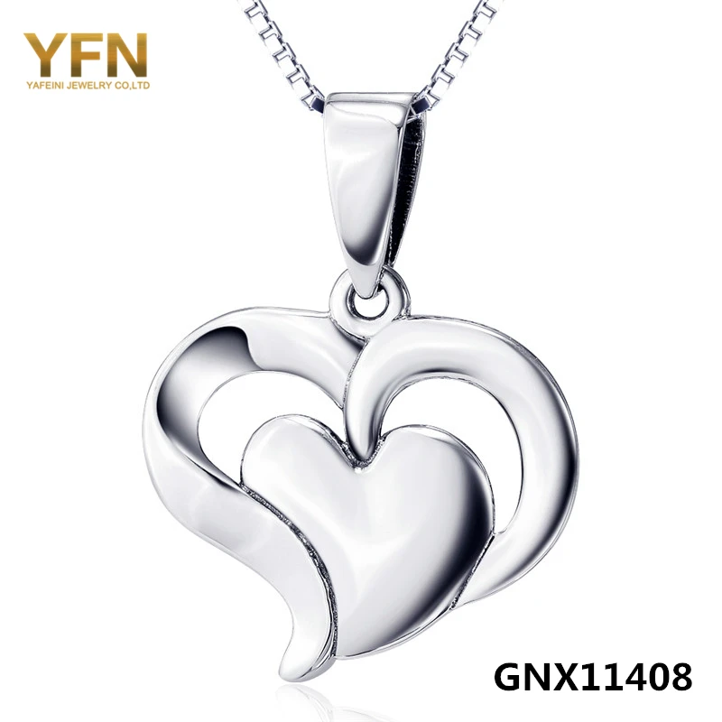 

YFN Genuine 925 Sterling Silver Double Hearts Necklace Elegant Jewelry Necklaces Pendants Valentine's Gift For Women