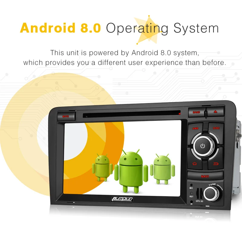 Pumpkin 2 Din7 &quotAndroid 8 0 автомобильный стерео для Audi A3 2003 2011 GPS навигация мультимедийный