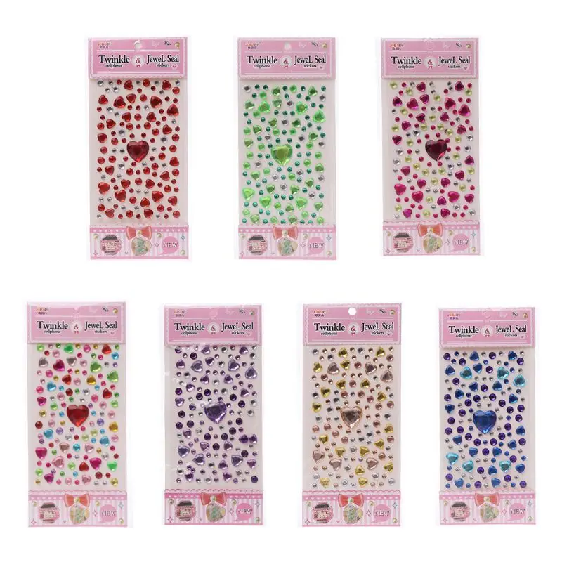 Сердце Форма стикер в виде бриллианта кристалла DIY Наклейка Мобильный Art