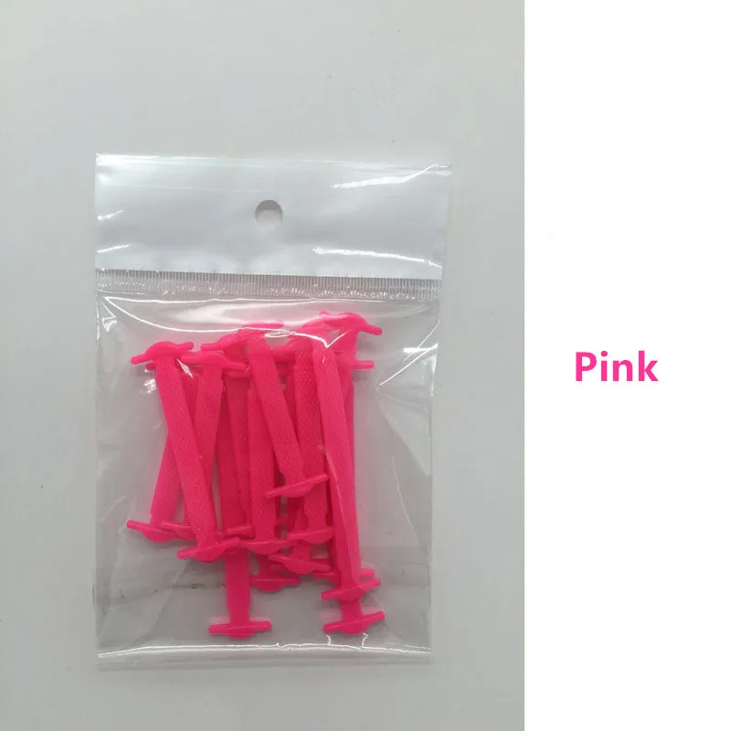 Pink Лидер продаж 16 шт./лот эластичные силиконовые шнурки специальные шнурки без шнурков шнурки для обуви для мужчин и женщин все кроссовки шнуровка резиновый шнурок - Цвет: Pink