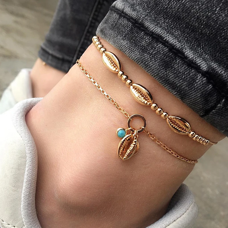 2 шт./компл. модные пляжные стеклянные бусы камень кулон золотой двойной цепи