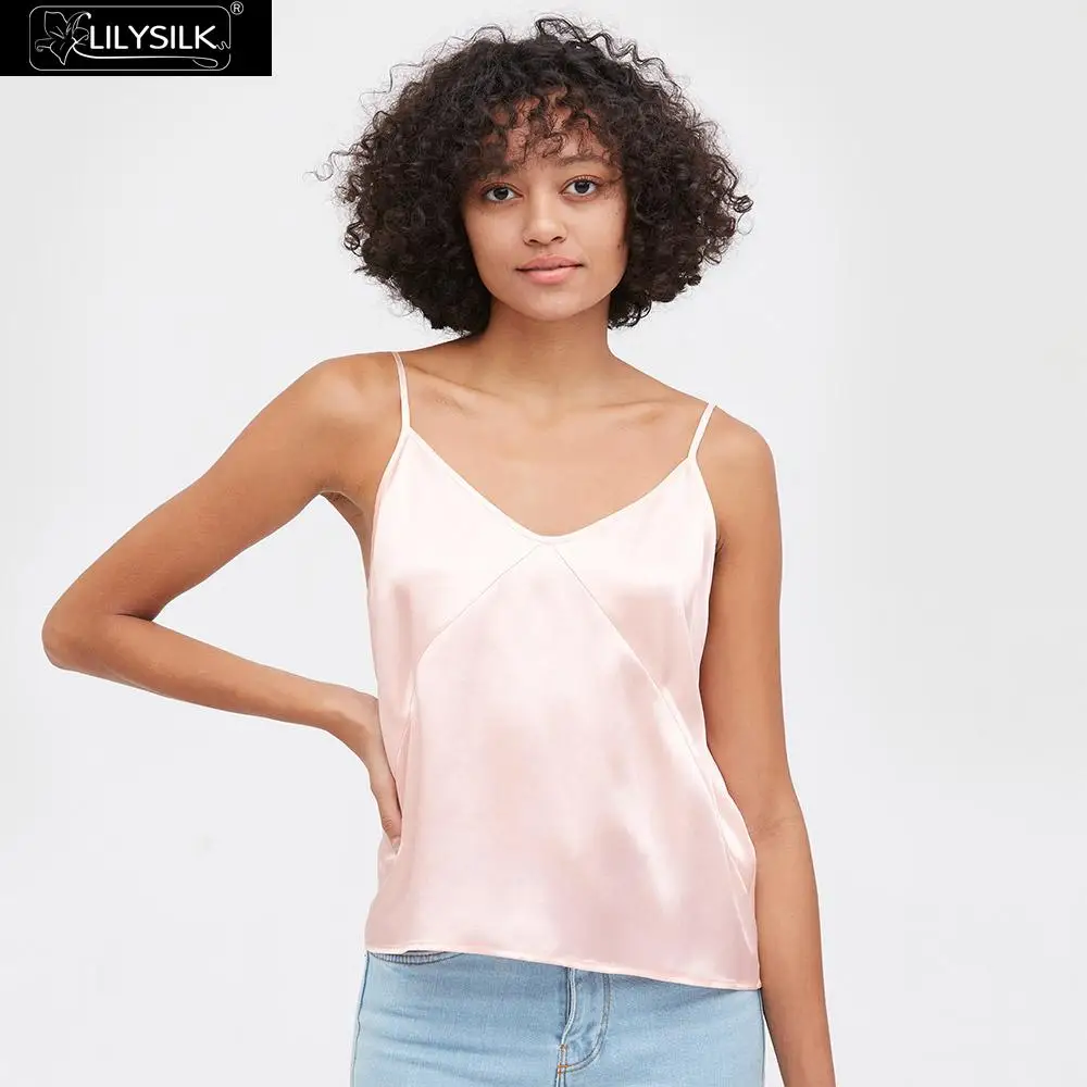 Light Pink LilySilk Шелковый Топ женский любой день Новинка - Цвет: Light Pink