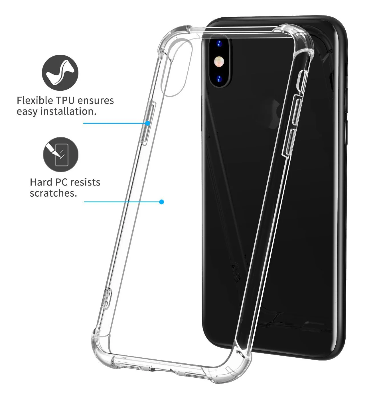 Ультра тонкий мягкий чехол для iPhone X 6 S плюс 7 8 прозрачный антидетонационных