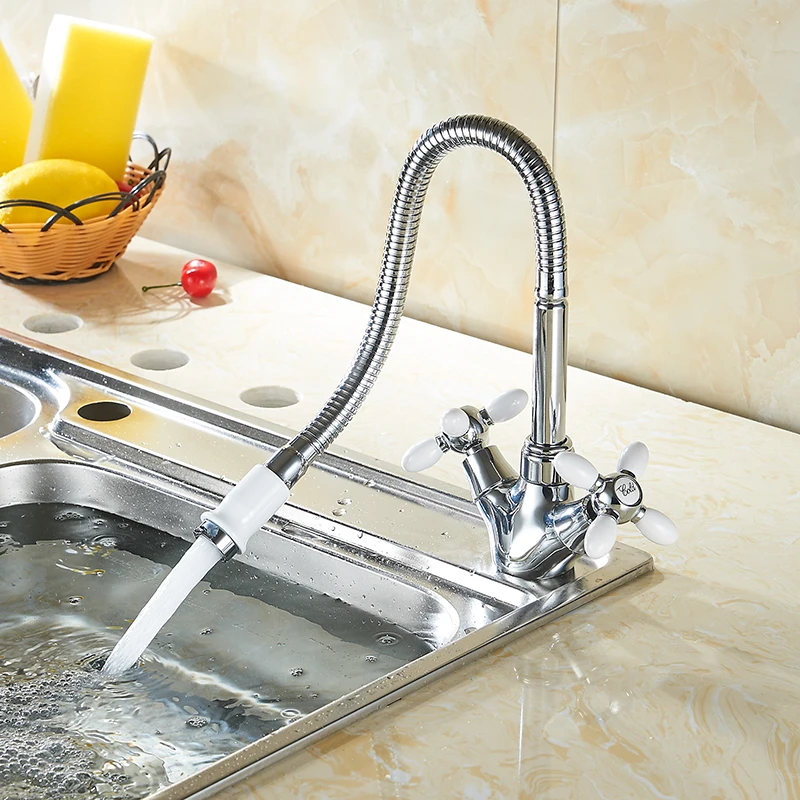 Серебряный кран для раковины ванной комнаты холодной и горячей воды смеситель