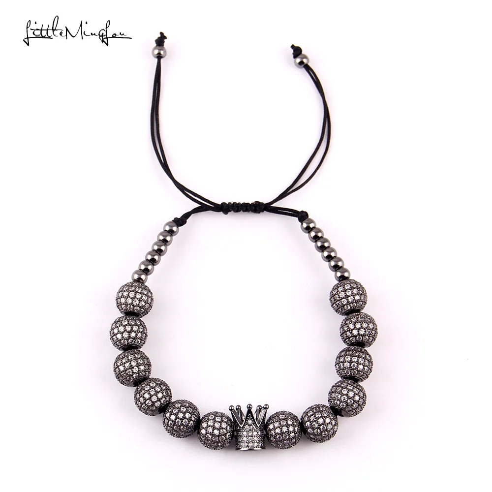 Маленький женский роскошный браслет MingLou с белым фианитом и бусинами 4 мм