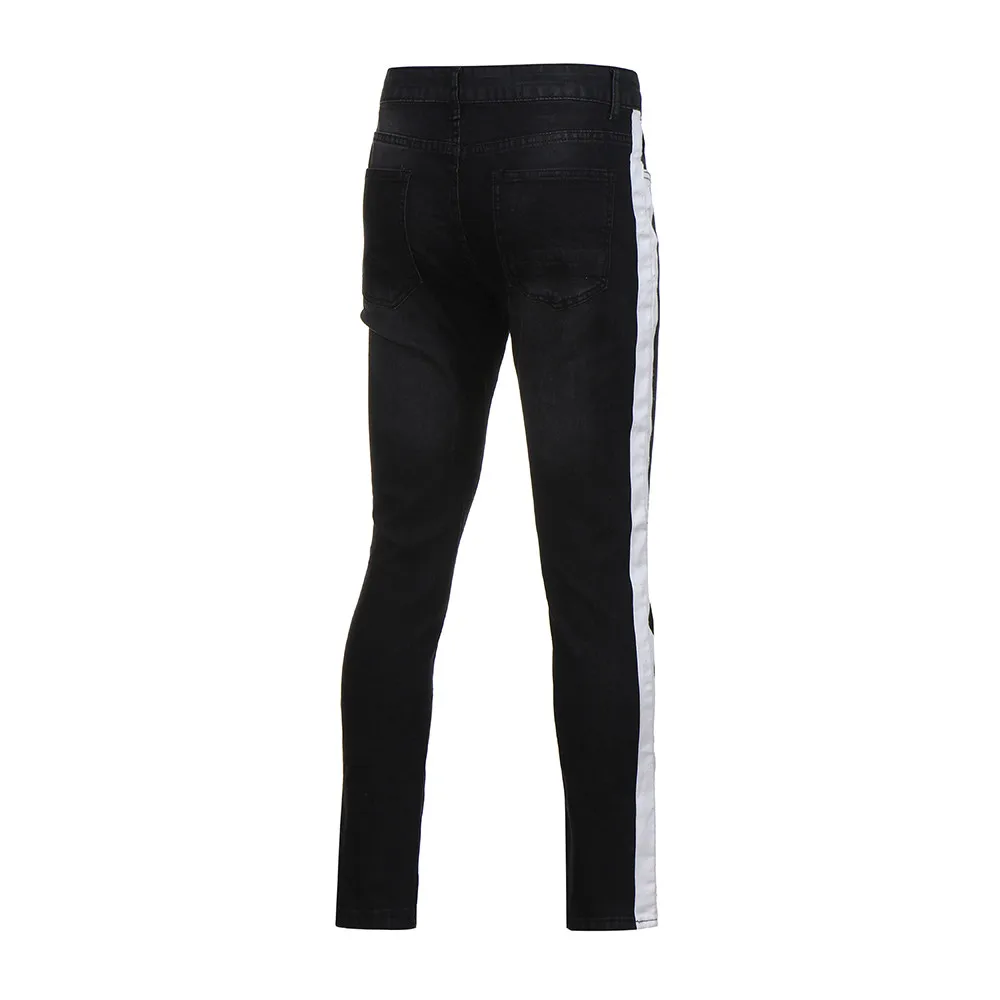 Мужские джинсовые ткани Пант Проблемные Ripped Freyed Slim Fit джинсы с принтом брюки#4O12# F