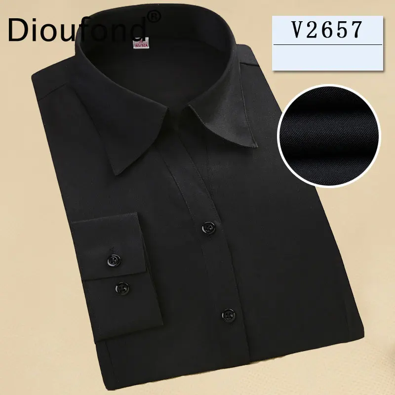 Dioufond Women Formal Solid Color Long Sleeve Blouses Cotton Comfortable V-Neck White Lady Tops Shirt Plus Size 5XL Summer Blusa |