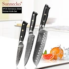 Набор кухонных ножей SUNNECKO из дамасской стали, универсальный нож Santoku для очистки овощей, японский нож VG10, Сталь G10, острая ручка для резки мяса и фруктов