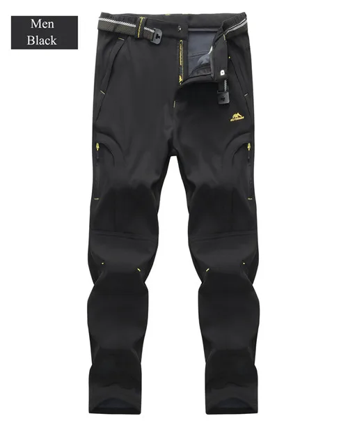 men black UNCO& BOROR wo мужские брюки Зимние флисовые брюки карго дышащие теплые ветрозащитные водонепроницаемые брюки Размер 6XL, 7XL, 8XL - Цвет: men black