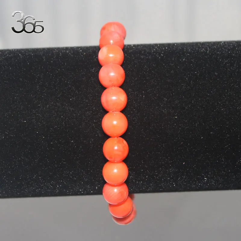 Free Shipping Gift Boxed Or Bag Packed! 8mm Orange Round Genuine Coral Beads Elastic Bracelet 7inch-9inch | Украшения и