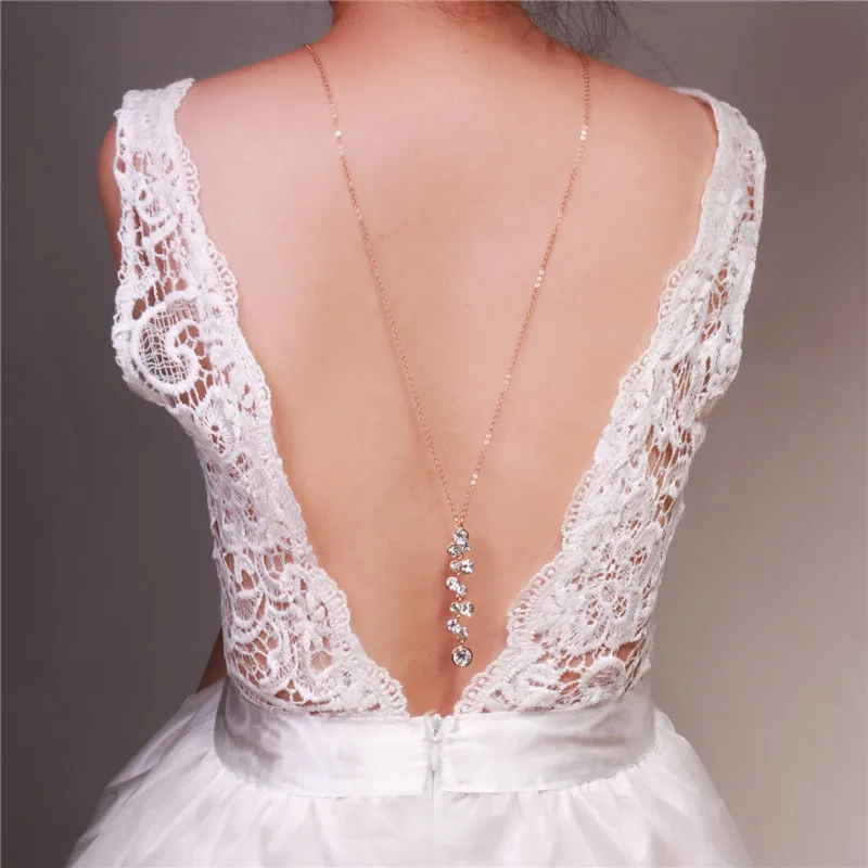 Длинное ожерелье с подвеской-подвеской глубоким v-образным вырезом свадебный