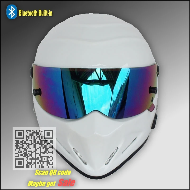 TopGear шлем Стига с Bluetooth Встроенный/белый Capacete Casco De красочным козырьком +