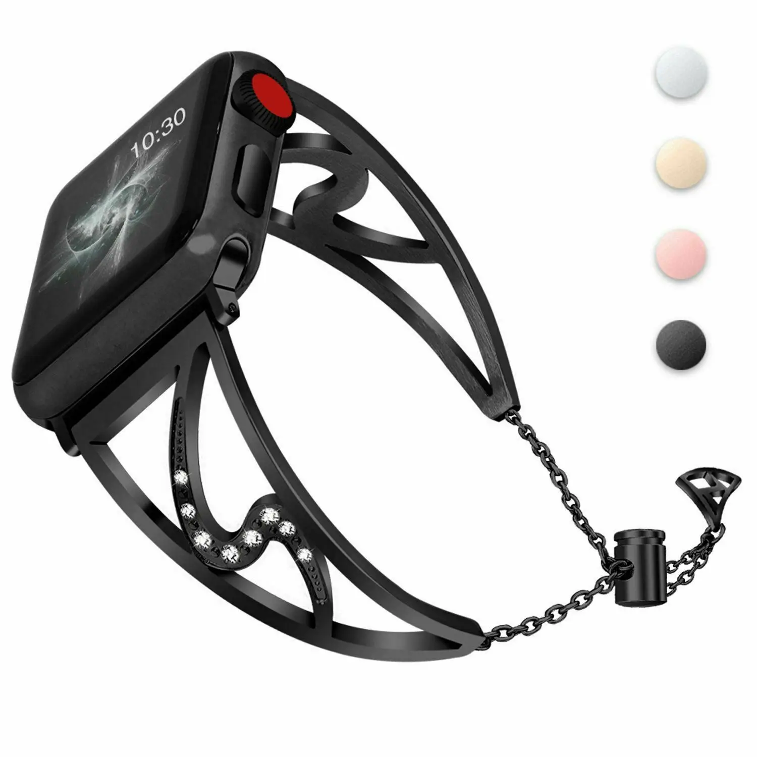 Ремешок из нержавеющей стали для Apple Watch Band 38 мм 42 40 44 браслет со стразами iWatch Series 6 5