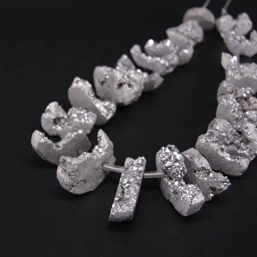 15 5 Дюймов серебристые нитки титановые натуральные блестящие бусины с отверстием