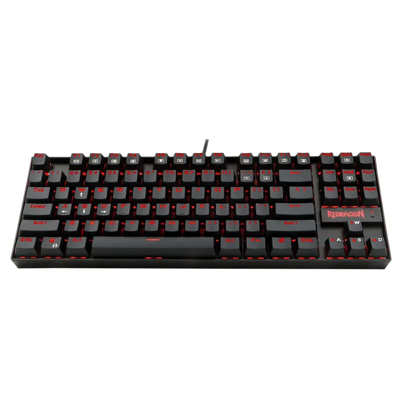Черный Проводная USB клавиатура высокого качества RGB светодиодный подсветка 87 клавиш геймерская Механическая эргономичная клавиатура для игровых ПК ноутбуков - Цвет: Черный