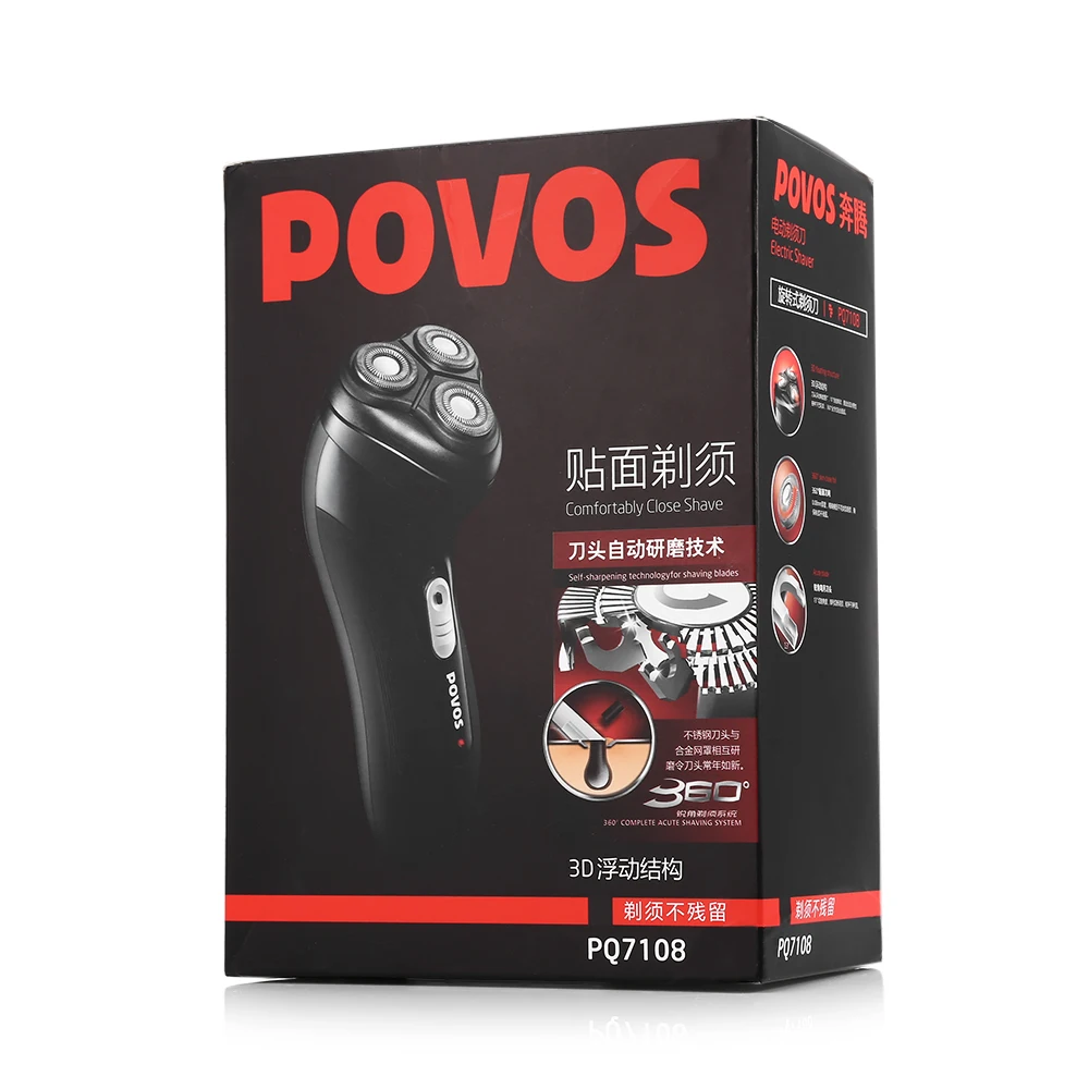 POVOS PQ7108 3D Тройная электрическая бритва s плавающие лезвия перезаряжаемая уход за
