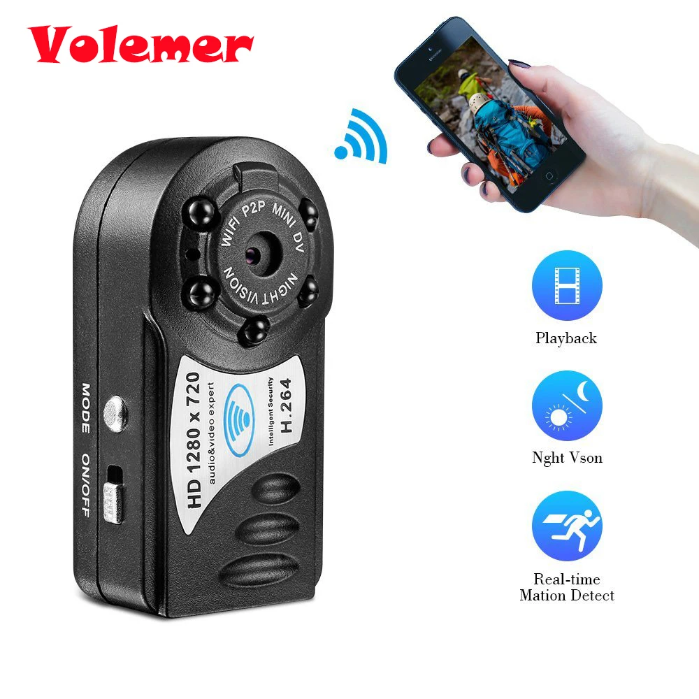 Volemer Q8 Wi Fi IP мини видеокамера 720 P HD Беспроводной Ночное видение Micro Камера
