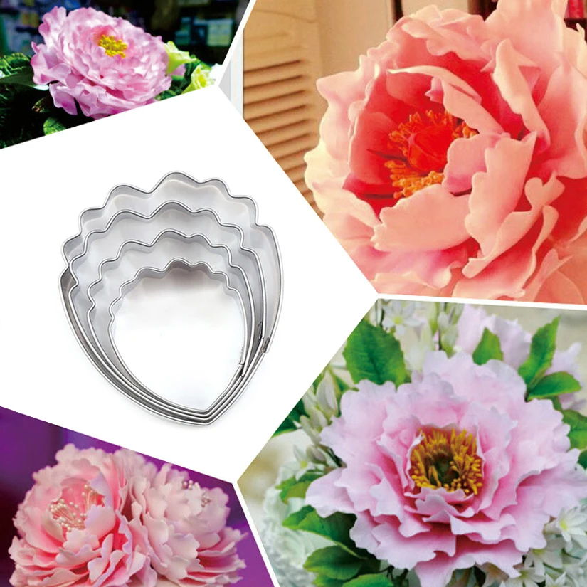 Инструменты для украшения торта с розовыми лепестками 4 шт./компл. из нержавеющей