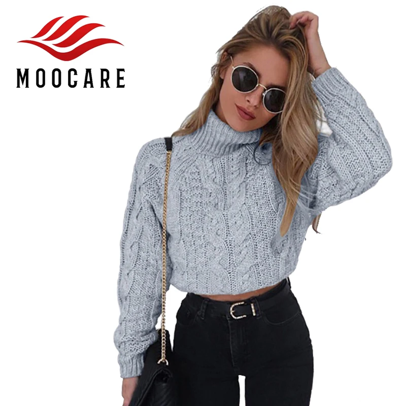 Women Sexy Short Jumper Knit Turtleneck Long Sleeve Loose Twisted Knitted Sweater Autumn Winter Solid Casual Pullover | Женская одежда
