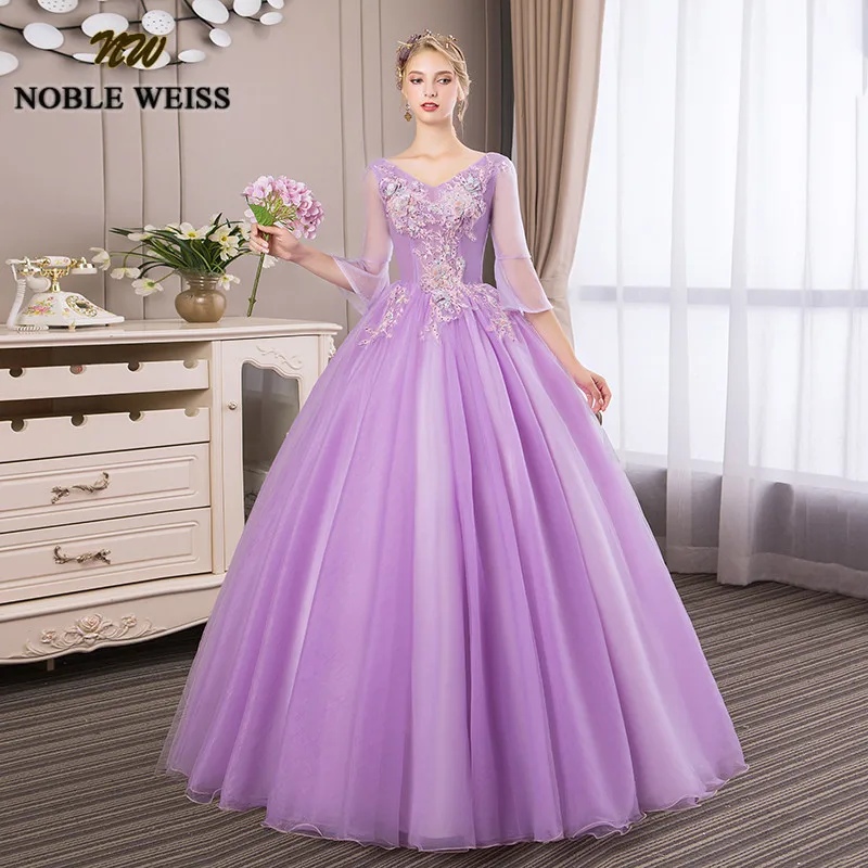 Благородный WEISS фиолетовое бальное платье Quinceanera платья 2019 новый элегантный v