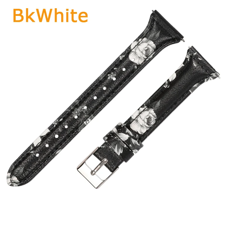 BkWhite Ремешок для часов из натуральной кожи для samsung Galaxy Watch 42 мм 46 мм ремешок ретро браслет 20 мм 22 мм ремень для Galaxy Watch Active - Цвет ремешка: BkWhite