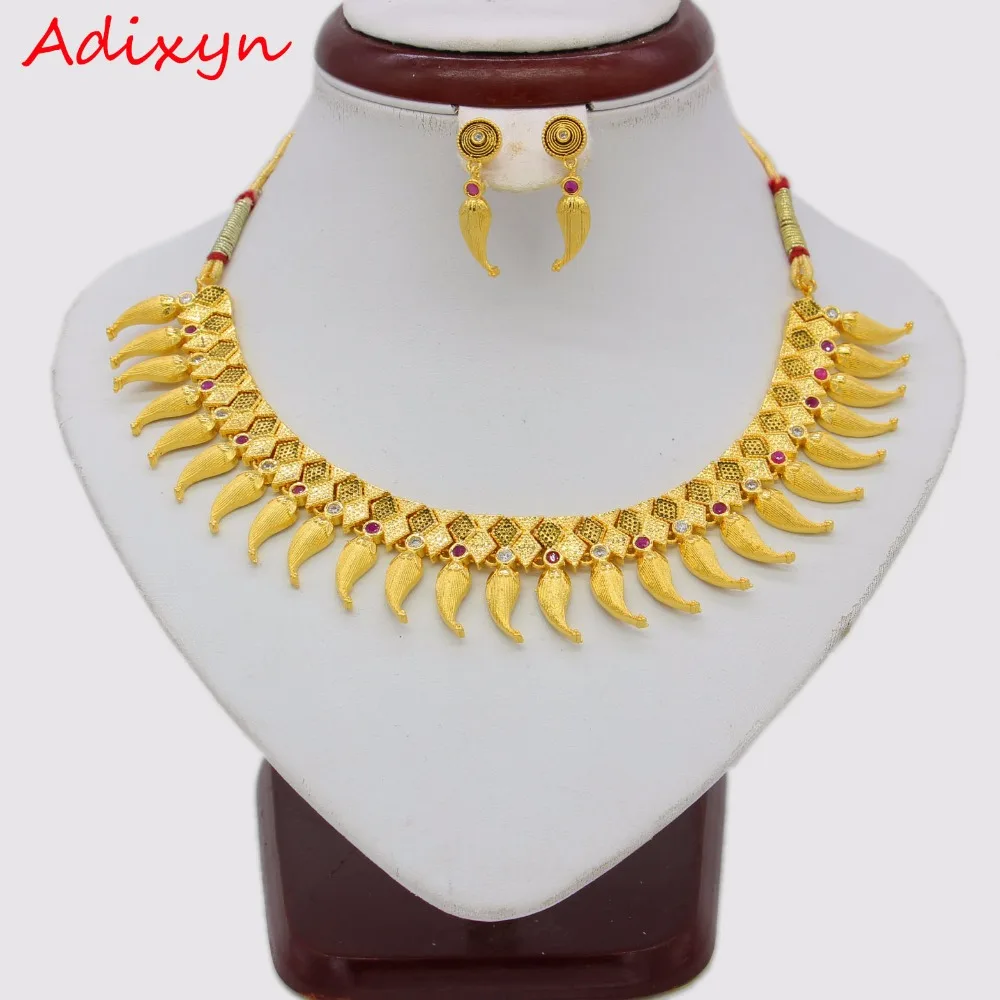 Adixyn Новый перец дизайн ожерелье/серьги набор украшений для женщин золотой цвет/медь Эфиопский арабский индийский элементы