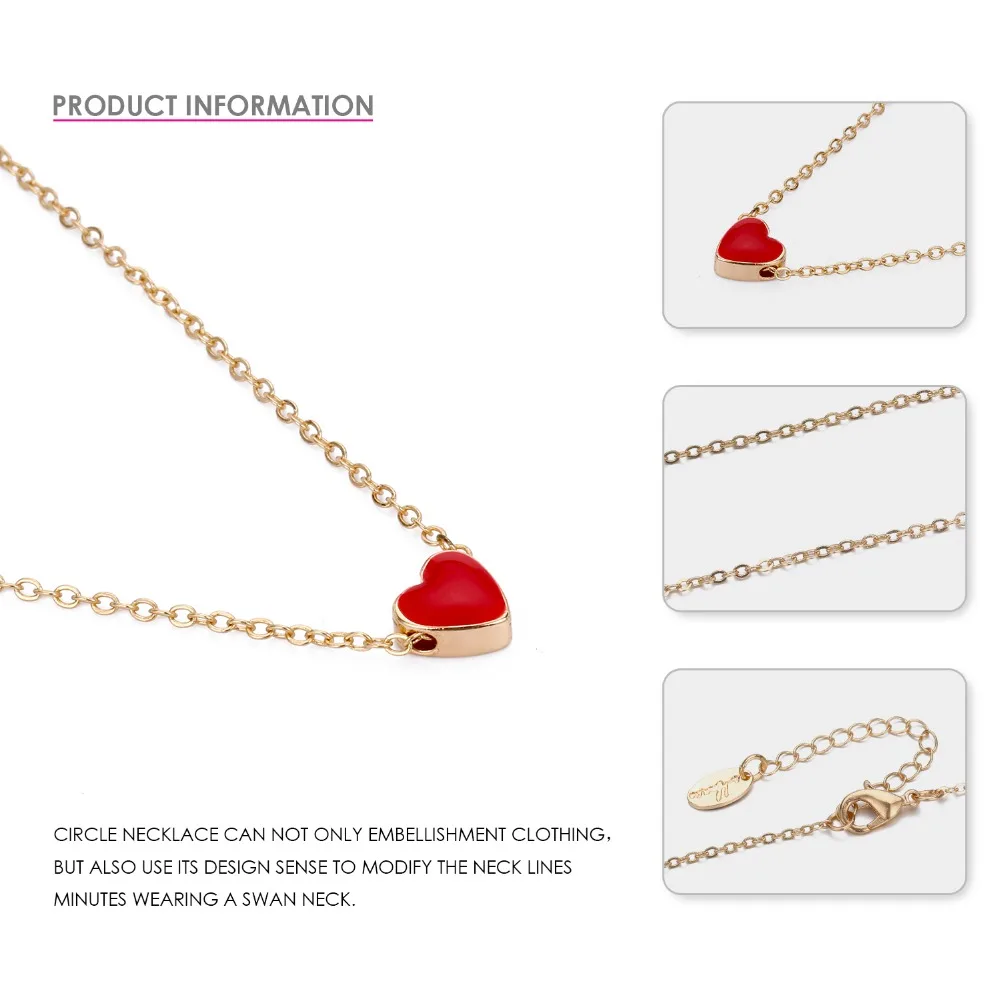 Ожерелье Красное сердце для женщин 2018 романтическое эффектное ожерелье s