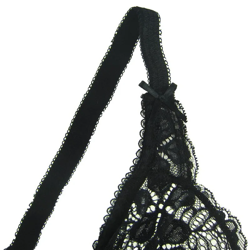 Женский кружевной бюстгальтер DW169 черный прозрачный без подкладки чашечки