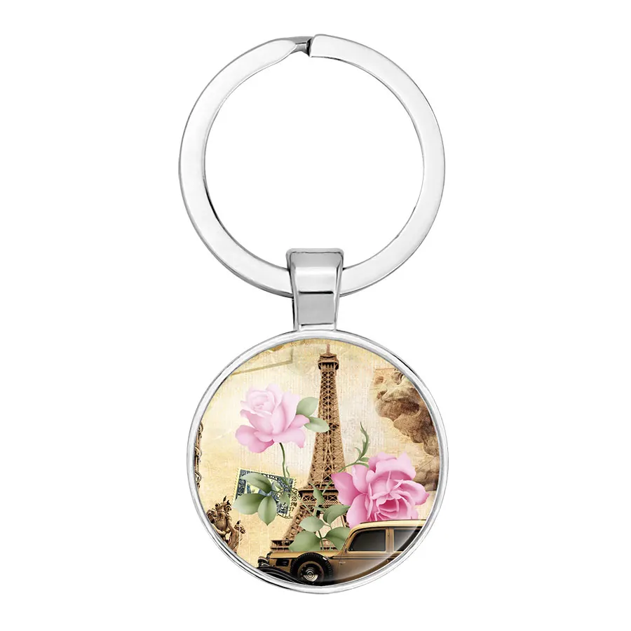 Серебряный цвет Франция Париж Эйфелева башня с цветами фотографии стекло