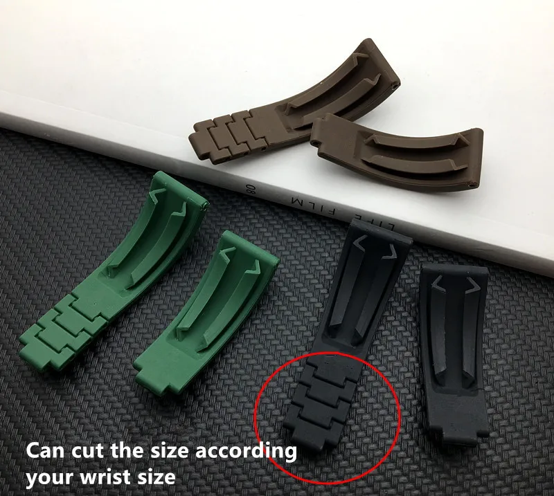 20 мм черный красный зеленый синий белый резиновый ремешок для ролевых часов Oyster