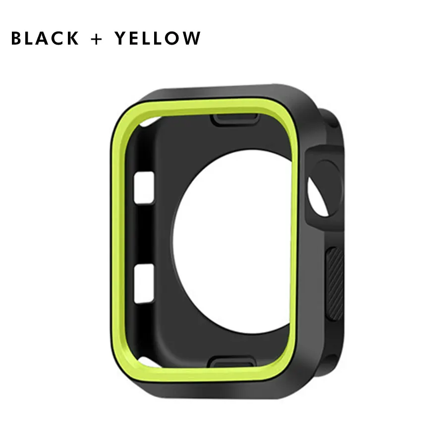 Black Yellow Силиконовый чехол для часов Apple Watch Series 4/3/2/1 полный протектор Водонепроницаемый анти-детонационный бампер для наручных часов iWatch, 40 мм 44 мм, 38 мм, 42 мм - Цвет: Black Yellow
