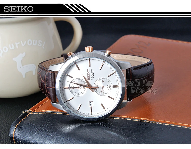 Seiko часы мужские Топ люксовый бренд спортивные наручные часы солнечные часы кварцевые часы наручные мужские Хронограф Relogio Masculino SNN