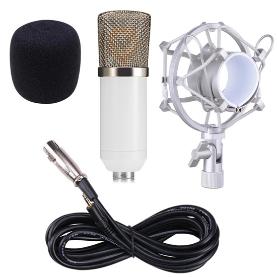 White Without Box BM-700 профессиональный конденсаторный микрофон 3.5 мм проводной BM 700 Studio микрофон с металлическим подвесом для компьютера Запись видео для компьютера караоке записи для студии радиовещания закадрового озвучивания - Цвет: White Without Box