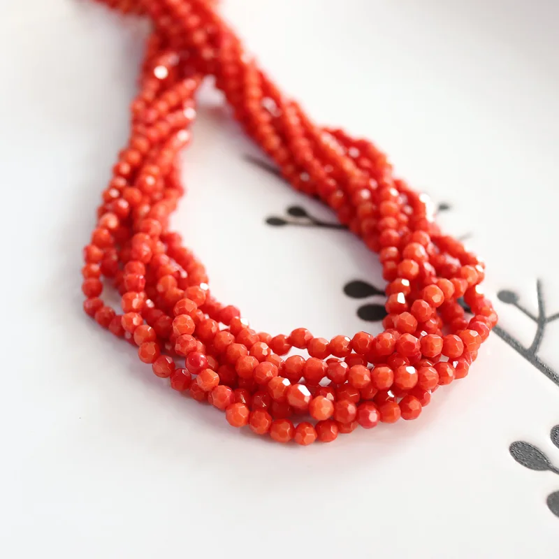 Оптовая продажа натуральные окрашенные граненые бусины кораллового красного
