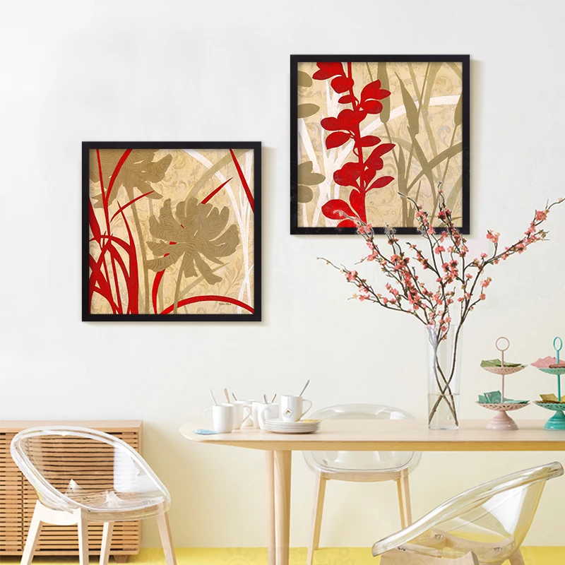 Красный цветок цветочный Рисунок нанесенный на холсте Книги по искусству маслом