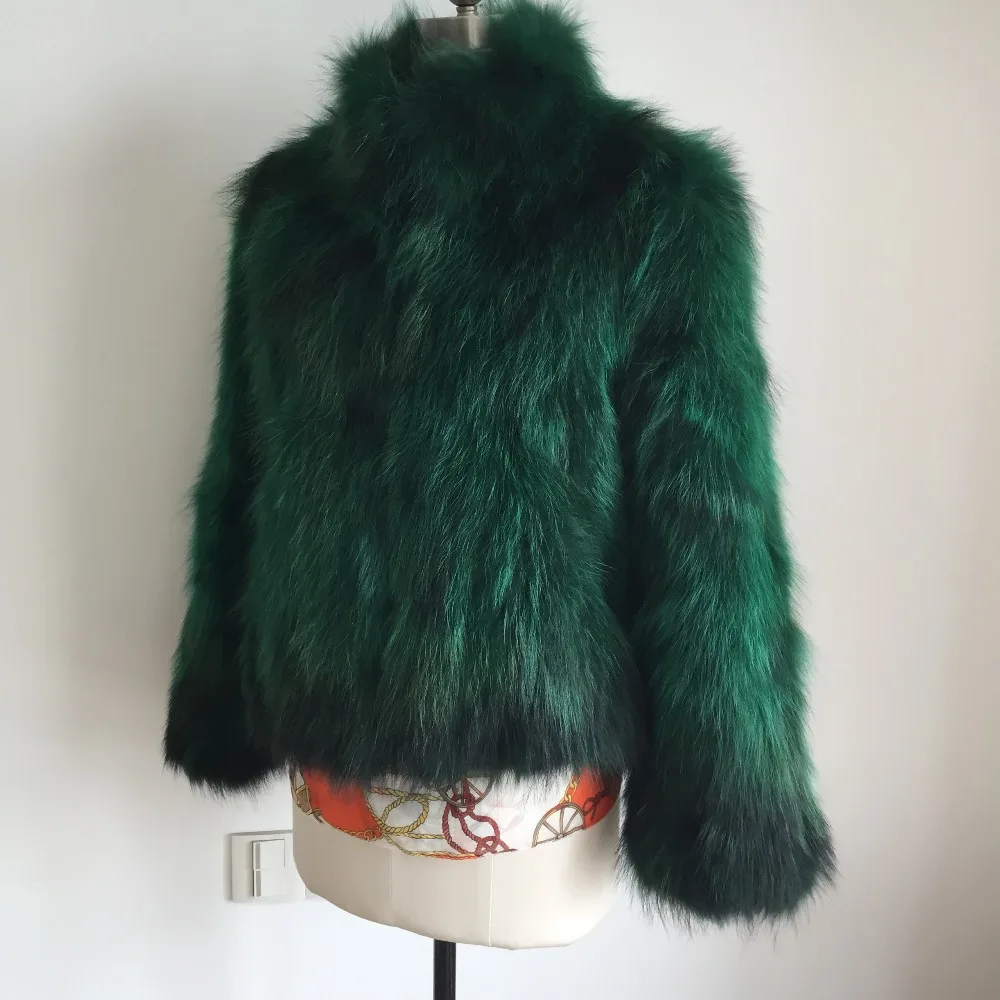 Роскошная оригинальная Женская куртка из натурального меха енота со стандартным