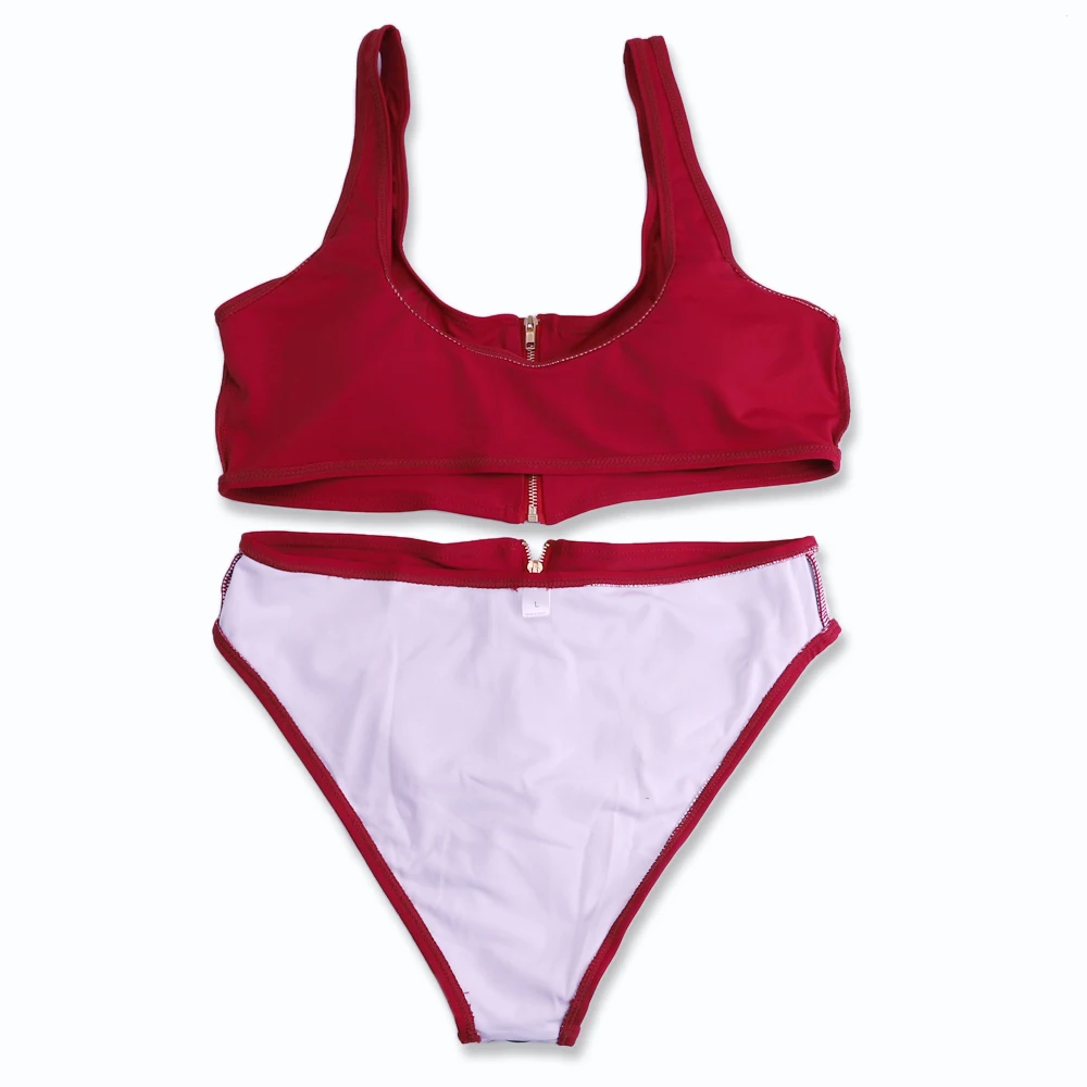 Women's High Cut Leg Zipper Bikini Set Sexy Brazilian Thong Swimwear Summer Beach Shaping Straps Swimsuit Female Bathing Suit |
