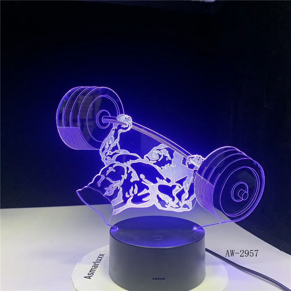 Вес подъема 3D Ночной светильник 7 цветов Изменение Акриловые USB Новинка