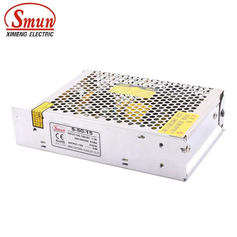 SMUN S 50 15 50W 15V 3.4A одиночный выход SMPS источник питания с сертификатом CE RoHS|smps power